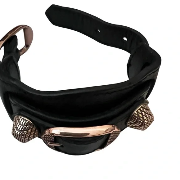 Balenciaga Arena Giant Black Leather Rose Gold Bracelet Small $230 - Picture 8 of 9